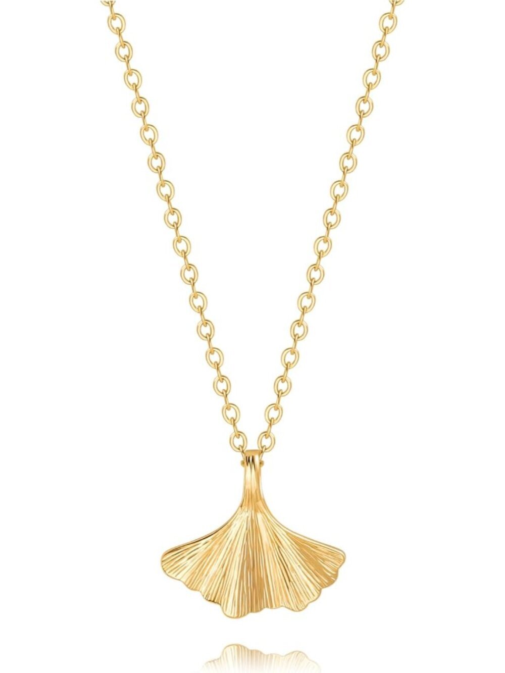 Women's Ginkgo Leaf 18 K Gold Internally Plate Dainty Compass Chain Necklaces